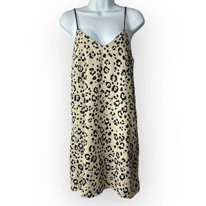 Monteau Leopard Print V  Neck Mini Dress
